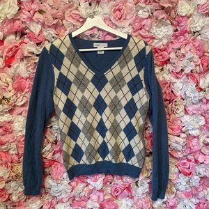 Wendy B Cashmere Argyle Sweater Sz L